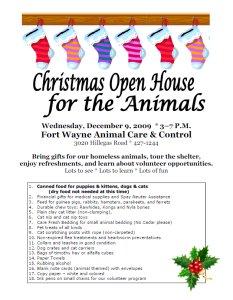 Animal Christmas Open House flyer