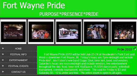Screen Capture from the Fort Wayne Pride website.