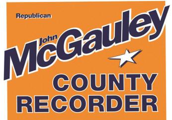 McGauley for Recorder campaign sign.