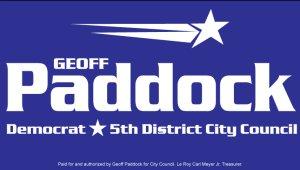 Paddock for City Council campaign logo.